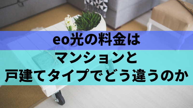 eo光の料金はマンションと戸建てタイプでどう違うのか
