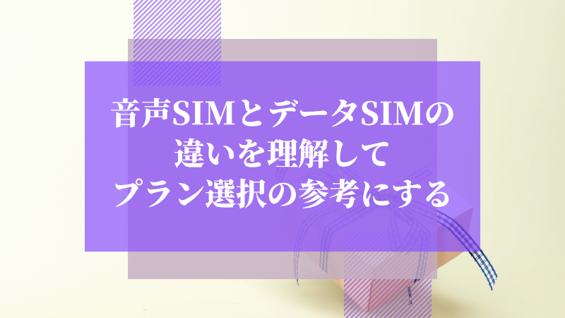 音声SIMとデータSIMの違いを理解してプラン選択の参考にする