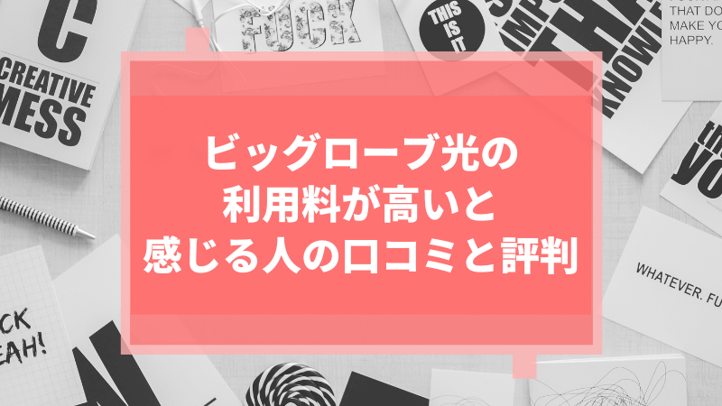 ビッグローブ光の利用料が高いと感じる人の口コミと評判